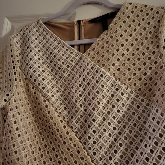 BCBG Large cream and neutral eyelet peplum top - Picture 4 of 6